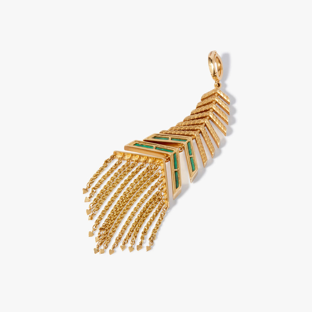 Josephine 18ct Yellow Gold Malachite Feather Pendant | Annoushka jewelley